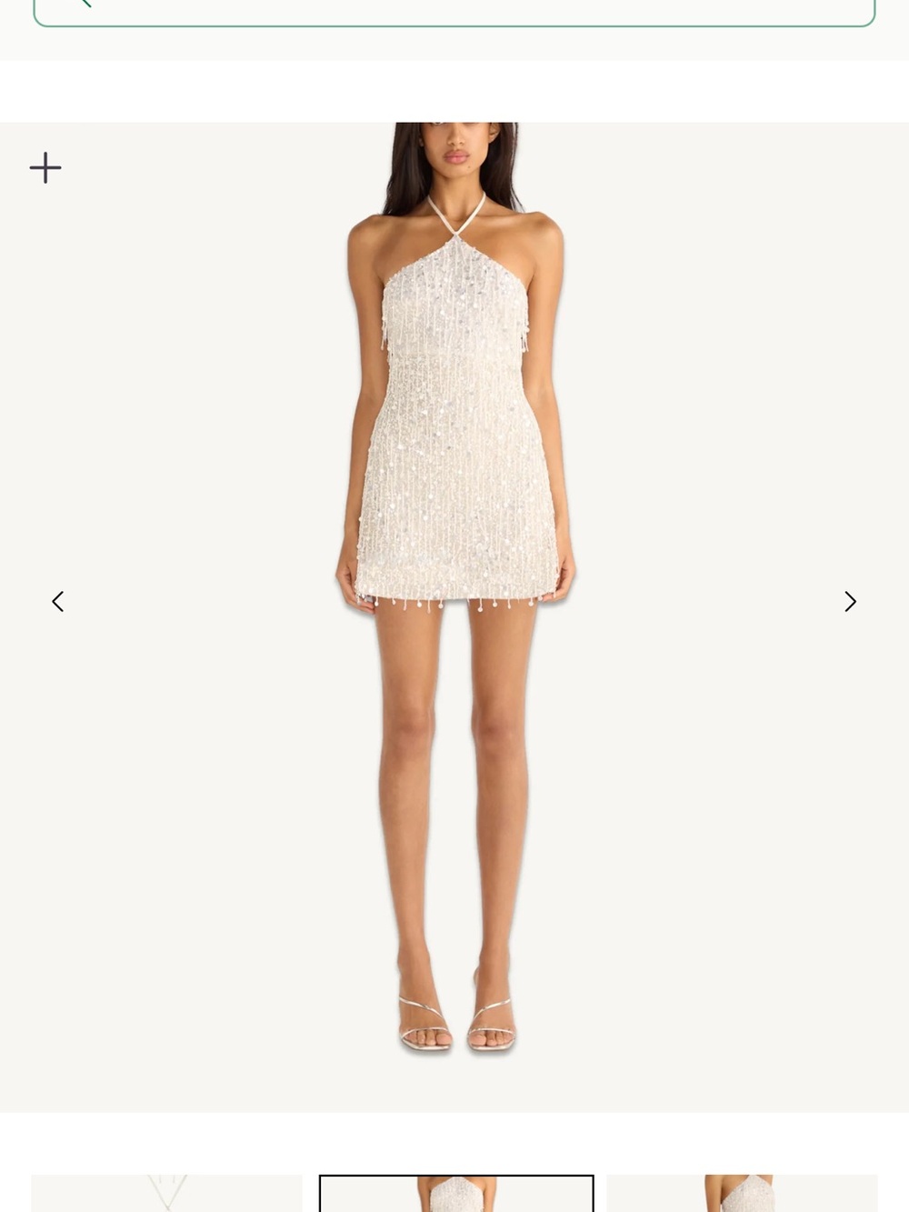 Asta Resort Rossana Hand Beaded Halter Mini Dress - Salt Sequin